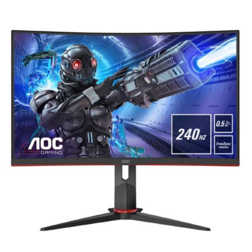 AOC Gaming C27G2ZE/BK - G2 Series - monitor a LED - gaming - curvato - 27" - 1920 x 1080 Full HD (1080p) @ 240 Hz - VA - 300 cd/m² - 3000:1 - 0.5 ms - 2xHDMI, DisplayPort - altoparlanti - nero testurizzato, rosso testurizzato